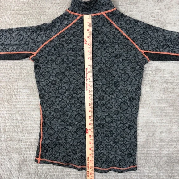 Icewear Women Base Layer Set Grey Orange Nordic Snowflake Quarter Zip Leggings S - Picture 4 of 16